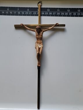Brass Wall Crucifix With non Metal Jesus Figure.